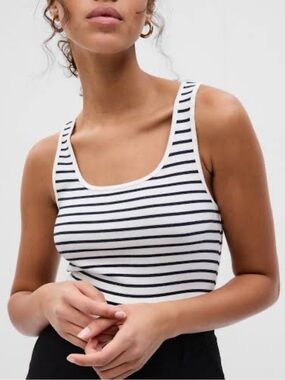GAP White Tank with Black Stripes